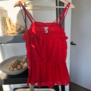 H&M Vibrant Red Ruffled Camisole